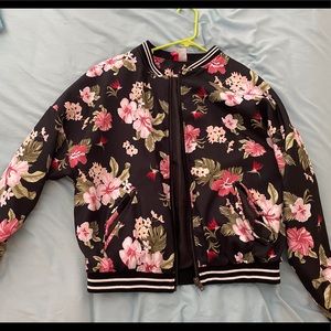 Flower print bomber jacket